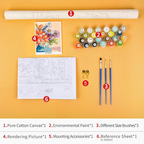 TUMOVO Paint by Numbers Kit for Adults Flowers, Oil Painting Style DIY Paint by Numbers for Adults Acrylic Paint, Floral Plant Paint by Numbers Ki...