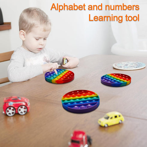 Alphabet Pop Fidget Toy Letters ABC Numbers Learning and Educational Toys Round Sensory Toys Popper Games Stress Relief Gifts for Kids 2 Packs Sin...