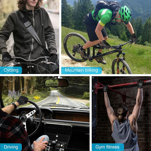 Accmor Genuine Leather Cycling Fingerless Gloves, Outdoor Driving Motorcycle Sport Half Finger Glove for Men Women Teens...