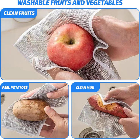 6 Pcs Multipurpose Wire Dishwashing Rags for Wet and Dry, 2023 New Multifunctional Non-Scratch Wire Dishcloth, Suitable for Scrubbing and Cleaning...