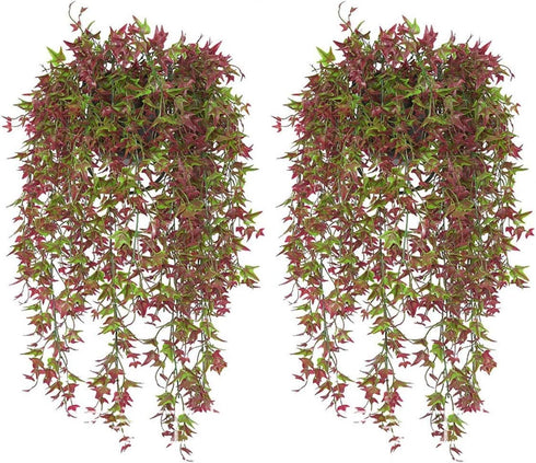 Artificial Hanging Vine, Sweet Potato Leaves Plastic Plants Greenery Faux Ivy Garland Fake Plant UV Resistant for Indoor Outdoor Garden Door Wall ...