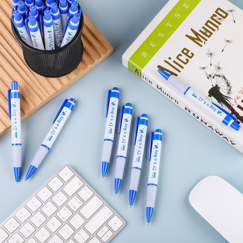 Aodaer 48 Pieces It's a Boy Baby Shower Ballpoint Pens Blue Retractable Gel Pen with Soft Grip Baby Shower Pens for Boy Comfortable Black Ink Pen ...