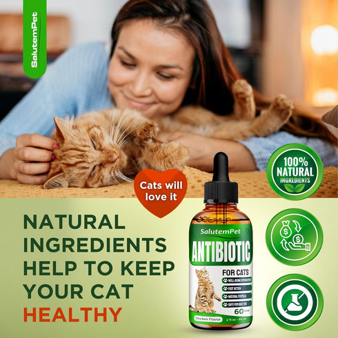 Natural Antibiotics for Cats | Cat Antibiotics | Supports Cat Allergy Relief | Cat Itch Relief | Cat Allergy Support | Cat Multivitamin | Pet Anti...