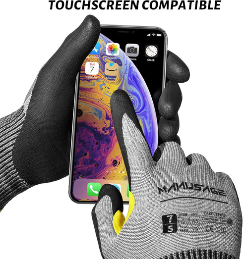 Cut Resistant Gloves, A5 Cut Resistant Work Gloves Men, Working Gloves For Men And Women, Work Gloves Men Heavy Duty, Kevlar Gloves, Yellow reinfo...