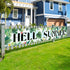 Hello Summer Tropical Large Outdoor Banner 120 x 20 Inch, Hawaii Monstera Palm Leaves Decorative Fence Yard Garden Sign Frangipani Backdrop Home I...