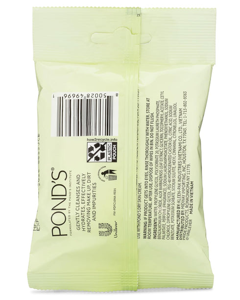 Pond's Purify & Refresh Facial Wipes with Aloe Vera, Makeup Remover, Gently Cleanses and Hydrates, Pre Moistened, 10 Count, 4-Pack (40 Wipes)...