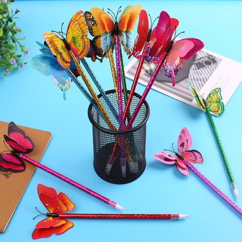 Leery 12 Pieces 3D Butterfly Ballpoint Pens,0.5mm Random Butterfly Black Ink Pens for School Office Supplies Home Bedroom Decor,Wedding, Birthday,...