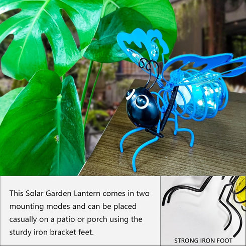 Solar Garden Lantern Outdoor Decorative Waterproof LED Bug Lights Tabletop Lanterns Lamp for Yard Art Garden Sculptures for Patio Yard Pathway Met...
