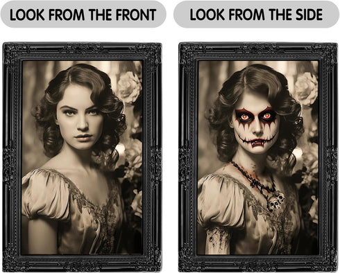 Halloween Decorations Indoor, 3D Changing Face Moving Portrait Pictures Frames for Scary Halloween Haunted Mansion House Decor Wall Decoration- 4 ...