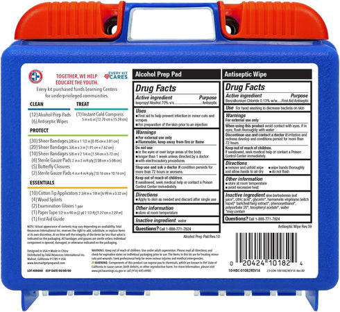 Be Smart Get Prepared 110 pc First Aid Kit: Clean, Treat, Protect Minor Cuts, Home, Office, Car, School, Business, Travel, Emergency, Outdoor, Cam...