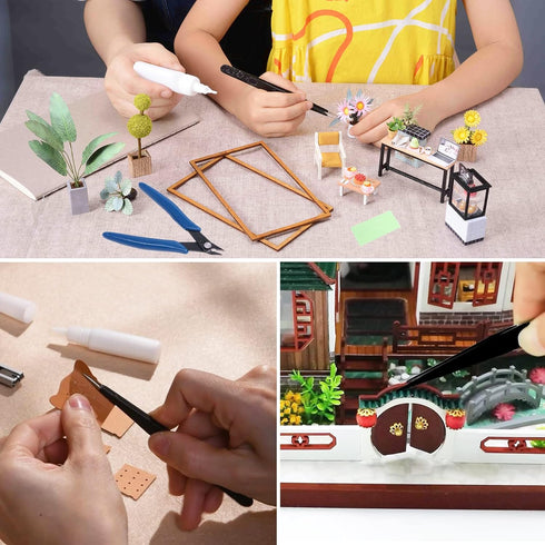 Spilay 16 Pcs Hobby Building Model DIY Tool Kit, Modeler Basic Miniature Handmade Craft Tools Set for Dollhouse Miniature Building...