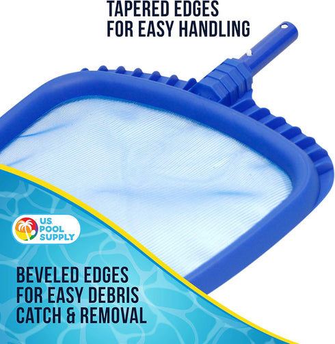 U.S. Pool Supply Professional Heavy Duty Large 15" x 16" Swimming Pool Leaf Skimmer Net - Fine Mesh Netting, Easy Scoop Edge - Fast Cleaning, Debr...