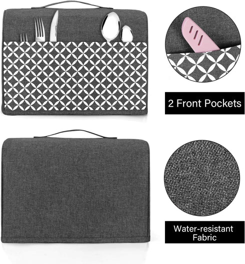 Yarwo 2 Slice Toaster Cover with Pockets and Top Handle, Nylon Toaster Cover Fits for Most Standard 2 slice Toasters, Gray with Grid...