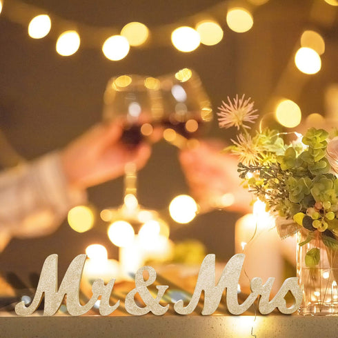 Wooden Mr and Mrs Sign, Rustic Mr. & Mrs. Letters Wedding Signs for Wedding Table, Miss Mr. Deroation for Photo Props/Party Table/Anniversary/Vale...