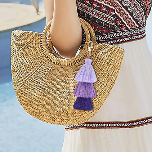 3Pcs Handmade Bohemian Tassel Keychain Colorful Boho Keychain Personalized Bag Charm Tassel Keychain for Women...