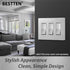 BESTTEN 5 Pack 3-Gang Signature Collection Silver Screwless Wall Plate, Decorator Outlet Cover, USWP8 Series, H4.69” x W6.54”, for Light Switch, D...