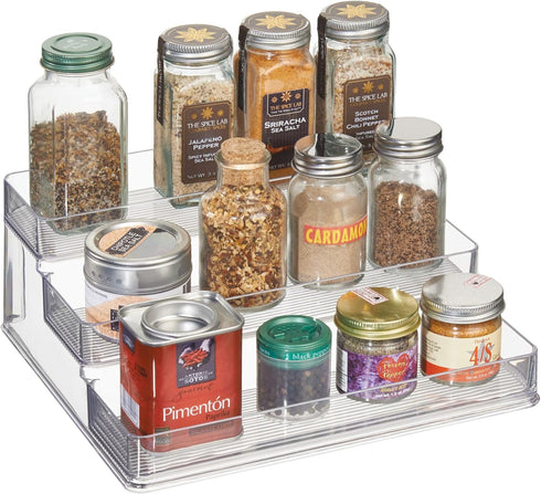 iDesign 3-Tier Spice Rack Organizer for Cabinets, Pantry or Countertop - Clear - Made in USA...