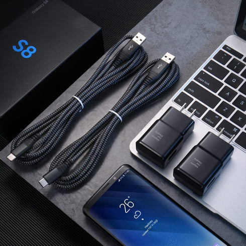 Adaptive Fast Charging USB Wall Charger Kit, Qihop 2-Pack Fast Charging Block Android Phone Charger with 6ft USB Type C Cable for Samsung Galaxy S...