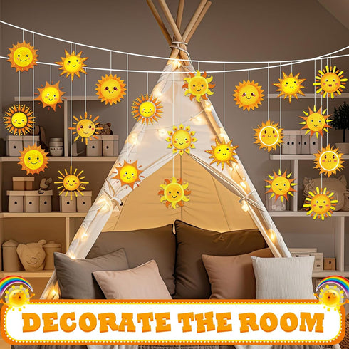 gisgfim 60 Pcs Sunshine Decorations Sun Cutouts 12 Designs Summer Bulletin Board Decoration Happy Sun Bulletin Board Cutouts Decor for Spring Suns...