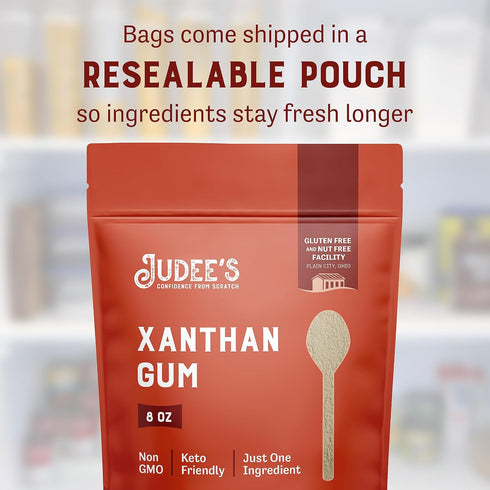 Judee's Gluten Free Xanthan Gum - 8 oz - Baking Supplies - Delicious and 100% Gluten-Free - Great for Keto Syrups, Soups, and Sauces - Enhances Te...