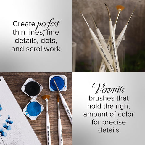 Silver Brush Limited UMS-2445S Ultra Mini Detail Set, Paintbrushes for Watercolor, Gouache, Inks, Dyes, Acrylic, & Heavy Body Paints, Set of 4, Sh...