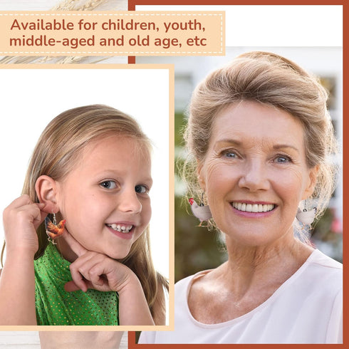 6 Pairs Acrylic Hen Chicken Earrings Animal Rooster Drop Dangle Earrings Cute Farm Chicken Jewelry for Girl Women Ladies Gift...