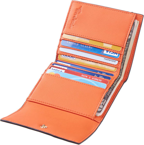 Travelambo RFID Blocking Small Mini Compact Wallet Coin Pouch Holder Trifold Credit Card Holder Pocket Purse for Women (Napa Orange)...
