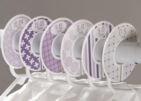 6 Baby Girl Nursery C134 Clothing Size Closet Dividers Purple Theme...
