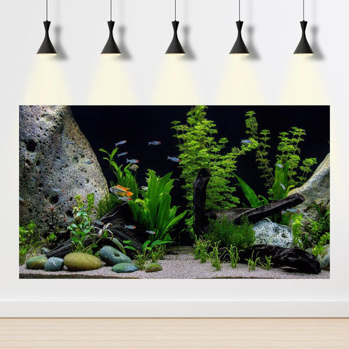 Aquarium Background Roots Cobblestone Underwater Various Aquatic Plants Terrarium Background Jungle Stones Style Aquarium Backdrop Fish Tank Backg...