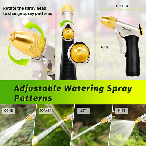 AUTOMAN Garden Nozzle Sprayer, High Pressure Spray Nozzle, 100% Metal Water Hose Nozzle, Adjustable Watering Nozzle, Heavy Duty Sprayer Garden Noz...