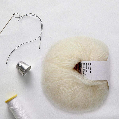 Mohair Knit Soft Angora Long Wool Yarn Hot with a Crochet Popular for DIY Weave(white)......