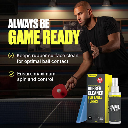 PRO SPIN Ping Pong Paddle Cleaner - Table Tennis Rubber Cleaning Kit - 200ml Rubber Cleaner & Sponge Included | Eliminate Dirt & Dust | Optimal Sp...