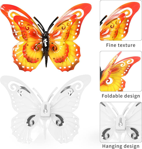 Yungeln Metal Butterfly Wall Decor 3D Butterflies Wall Art Hanging Sculpture Metal Butterfly Outdoor Wall Art Decor for Patio,Fence, Garden,Yard,O...