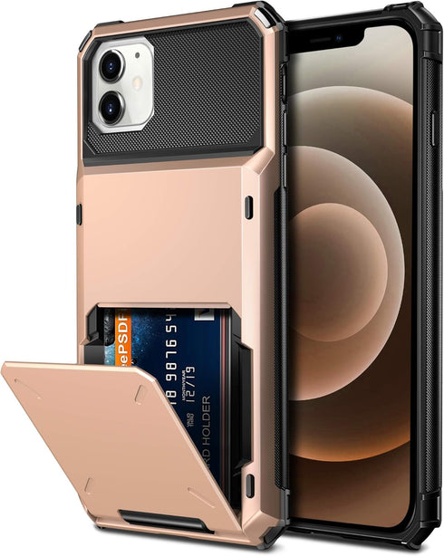 Vofolen Compatible with iPhone 12 Case 5G Wallet 4-Card Slot Credit Card Holder Flip Hidden Pocket Dual Layer Protective Back Cover Compatible wit...