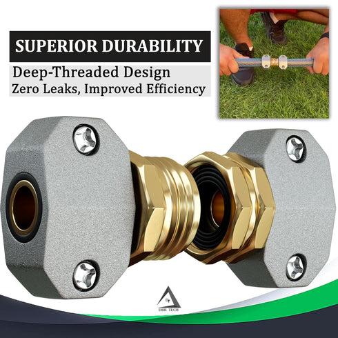 Garden Hose Repair Kit, Fits 3/4 and 5/8 Inch Hoses, Solid Male and Female Hose End Replacement, Water Hose Fixing Kit, Hose Mender, Water Repair ...
