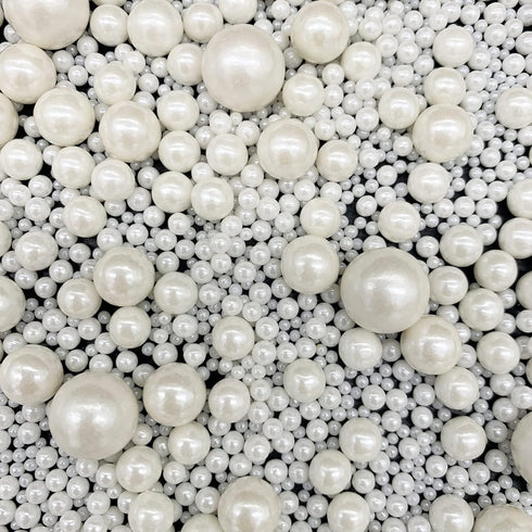 Weraru Edible White Pearl Sugar Sprinkles Candy Mixing Size Baking Edible Cake Decorations Cupcake Toppers Cookie Decorating Celebrations Wedding ...