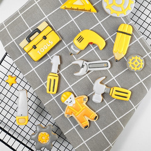 Mini Construction Tools Cookie Cutters Set of 9 pcs, Stainless Steel Mini Hardware Tools Series Shaped Fondant Baking Molds For Father's Day...