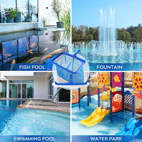Pool Skimmer Net & Pool Brush Head, Fine Mesh Pool Net Skimmer with Sturdy Frame & Professional Pool Brushes for Cleaning Pool Walls, Durable Fine...