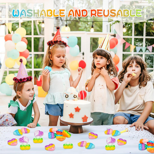 Pop Fidget Toy Birthday Party Favors for Kids 4-8,8-12 Year 30 PCS Bulk Toys Mini Pop Keychain Its Small Classroom Prizes Heart Fidgets It Bubbles...