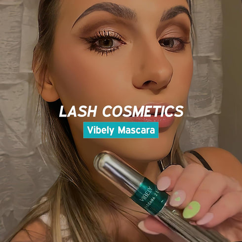 Vibely Mascara (Official) Lash Cosmetics - Dual Brushes for Longer, Thicker, Natural Looking Eyelashes - Waterproof and Long-Lasting by Invisilift...