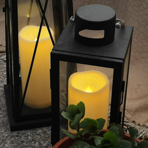 Outdoor Waterproof Flameless LED Pillar Candle with Timer Battery Operated Plastic Large Decorative Electric Candle Light for Halloween Christmas ...