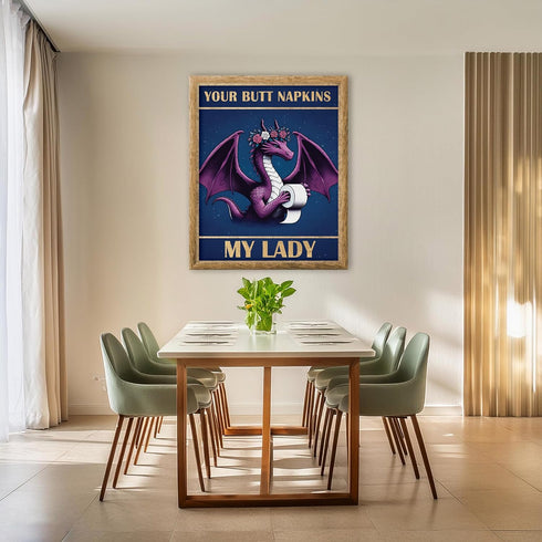 Posterizer 1 pcs-Butt Napkins-Gothic Dragon-Women's Restroom Print-Comedy Art-Retro Art-Gifts for Women- Bathroom, restroom Decor- unframed wall a...