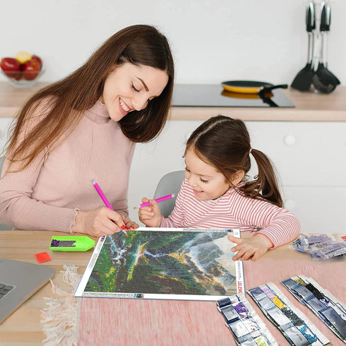 LELEMON Diamond Painting Kits,Waterfall Diamond Art for Adults,Mountain 5d Diamond Painting Kits for Adults,Scenery Diamond Art Kits with Diamond ...