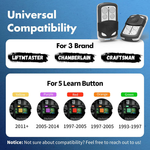 2 for Chamberlain LiftMaster Craftsman Garage Door Opener Remote Keychain 893LM 893Max 971LM Universal...