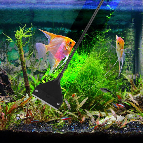 Algae Scraper for Glass Aquariums, 24.4 inch Extendable Handle Aquarium Scraper Scrubber Fish Tank Cleaner 2 in 1 Razor Scraper with 10 Blades Aqu...