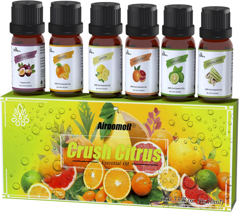 Citrus Fruity Essential Fragrance Oil Set for Slime Candle Soap Making Aromatherapy Diffuser,Passion Friut,Orange,Lemongrass,Lemon,Bergamot,Grapef...