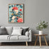 Posterizer 1 pcs-bright blush and white flowers with blue background-Floral & Botanical Art-Abstract & Modern Art-Decor for Home & Office- UNFRAME...