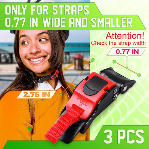 3Pcs Quick Release Helmet Buckle for Straps up to 0.77" Wide - Weather-Resistant Helmet Quick Release Buckle Kit - Operable with Gloves & Suitable...