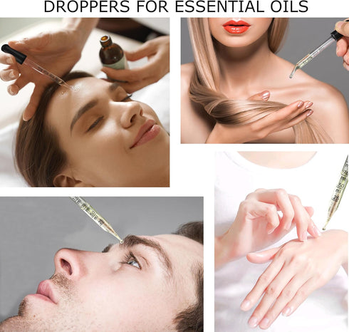 4 Pcs 1mL Eye Droppers- Bent & Straight Tips for Essential Oils, Glass Dropper Suitable for Medicine, Feeding, Food, Kids, Lab, Health Care...