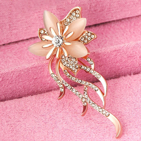 Created Cats Eye Brooches for Women Classy Bouquet Bridal Brooch Pin 12g...